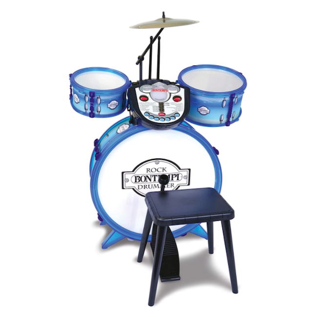 Bontempi 514830 Batería Infantil Con 6 Elementos, Taburete Incluido – Ideal Para +3 Años